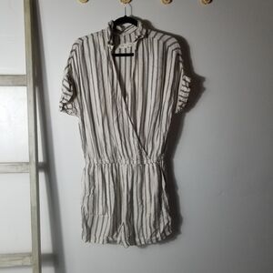 LOU & GREY BY LOFT WOMEN'S STRIPED SHORT SLEEVE ROMPER SIZE MEDIUM